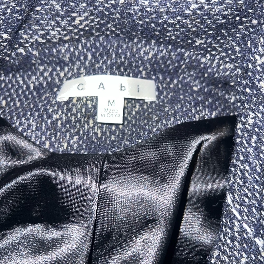 Cabi grey/blue Blair pea coat and skirt set woman size 8 or medium - Picture 8 of 12